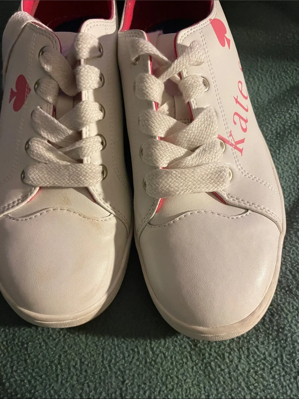 Kate Spade  White and Pink Logo Lace-Up Kids Sneakers
